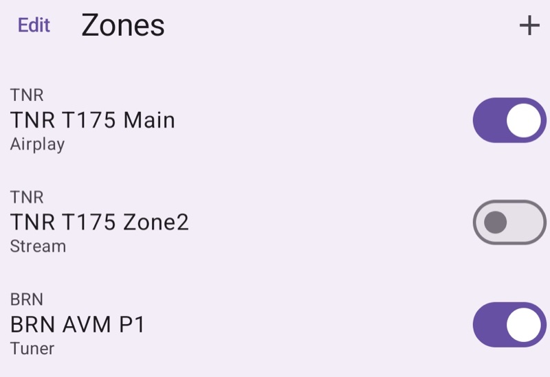 DTrol zones screen on Android